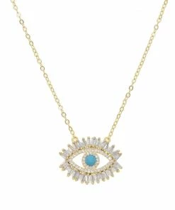 Vendor-unknown JUST IN Mariano Gold Blue Evil Eye Charm Necklace