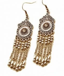 Vendor-unknown JUST IN Gold Fringe Boho Earrings