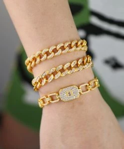 Vendor-unknown Pablo Gold Pave Cz Thick Chain Bracelet JUST IN