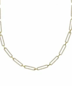 Vendor-unknown JUST IN Maybel Gold Bling Micro Pave Cz Rectangle Open Link Chain Choker Necklace