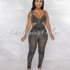 Vendor-unknown Ellender Black Silver Rhinestones Cut-Out Jumpsuit JUST IN