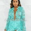 Chic Couture Online Carencia Mint Crochet Sheer Suit Shorts Set