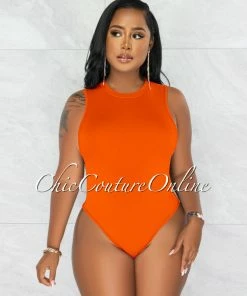 Chic Couture Online JUST IN Janiel Orange Bodysuit & Fringe Pants Set