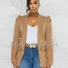 Vendor-unknown Dorcas Mocha Bubble Sleeves Boyfriend Long Blazer JUST IN