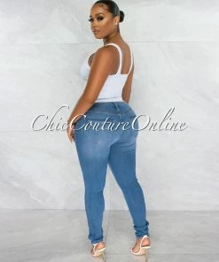 Vendor-unknown Tarina White V-Neckline Ribbed Top