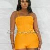 Vendor-unknown Zariel Neon Orange Trim Details Bandage Romper JUST IN
