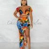 Chic Couture Online Waylon Black Orange Blue Floral Mesh Cover Up Set JUST IN