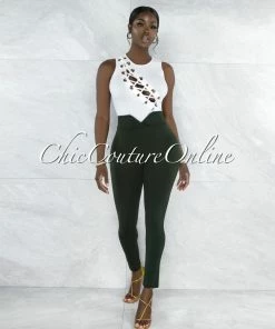 Vendor-unknown Jadrien Hunter Green Back Tie Pants JUST IN