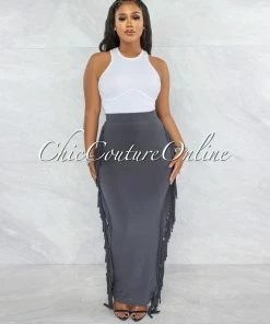 Vendor-unknown Josay White Trim Details Ribbed Top