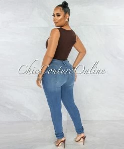 Vendor-unknown JUST IN Whitford Brown Ribbed Bodysuit