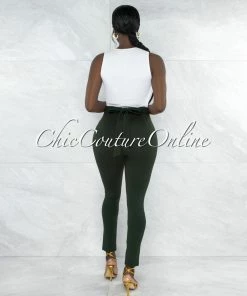 Vendor-unknown JUST IN Fana White Lace-Up Gold Details Ribbed Bodysuit