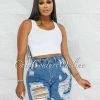 Vendor-unknown JUST IN Luberda Medium Denim High Waist Destroyed Shorts
