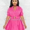 Vendor-unknown JUST IN Breanna Fuchsia Gold Buckle Bubble Dress
