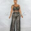 Vendor-unknown Tanith Black Sequins Nude Illusion Fishnet Top & Set JUST IN
