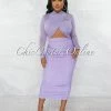 Chic Couture Online Gerlie Lilac Crossed Bust Mesh Ruched Midi Dress