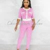 Vendor-unknown JUST IN Madison Pink White Houndstooth Top & Leggings Knit Set