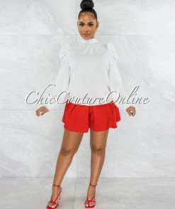 Vendor-unknown Bekka Off-White Puffy Statement Sleeves Top JUST IN