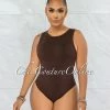 Vendor-unknown JUST IN Whitford Brown Ribbed Bodysuit