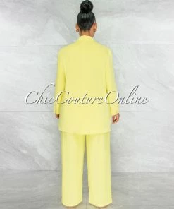 Vendor-unknown JUST IN Eneas Yellow Boyfriend Blazer & Wide Pants Set