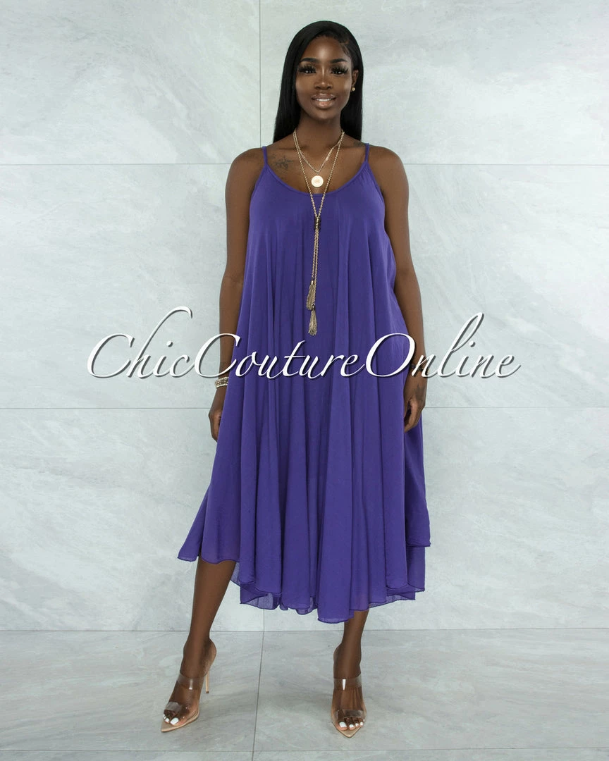 Vendor-unknown Normandie Purple Wide Flutter Maxi Dress JUST IN