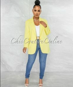 Vendor-unknown JUST IN Eneas Yellow Boyfriend Blazer & Wide Pants Set