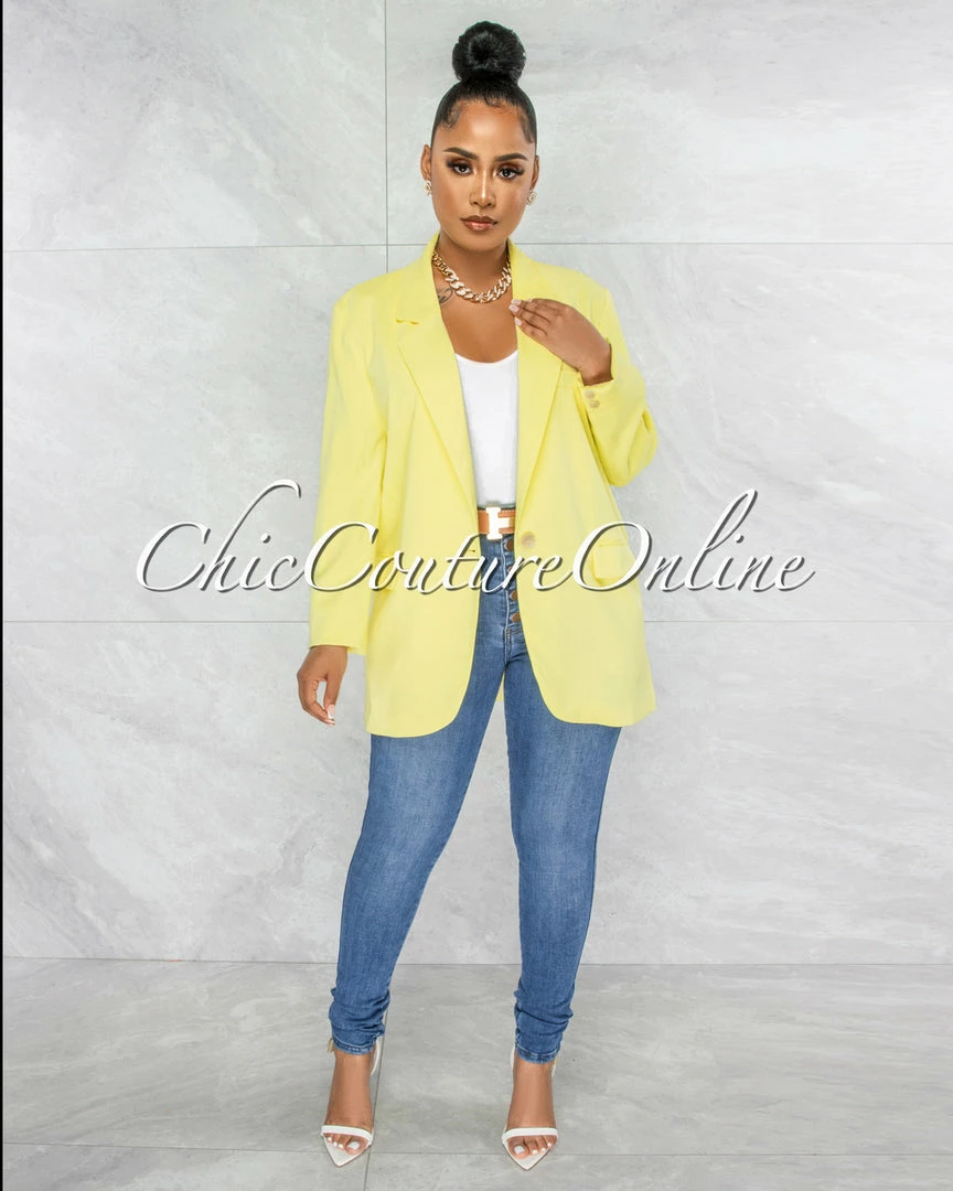 Vendor-unknown JUST IN Eneas Yellow Boyfriend Blazer & Wide Pants Set