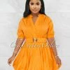 Vendor-unknown Breanna Orange Gold Buckle Bubble Dress JUST IN