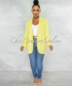 Vendor-unknown JUST IN Eneas Yellow Boyfriend Blazer & Wide Pants Set