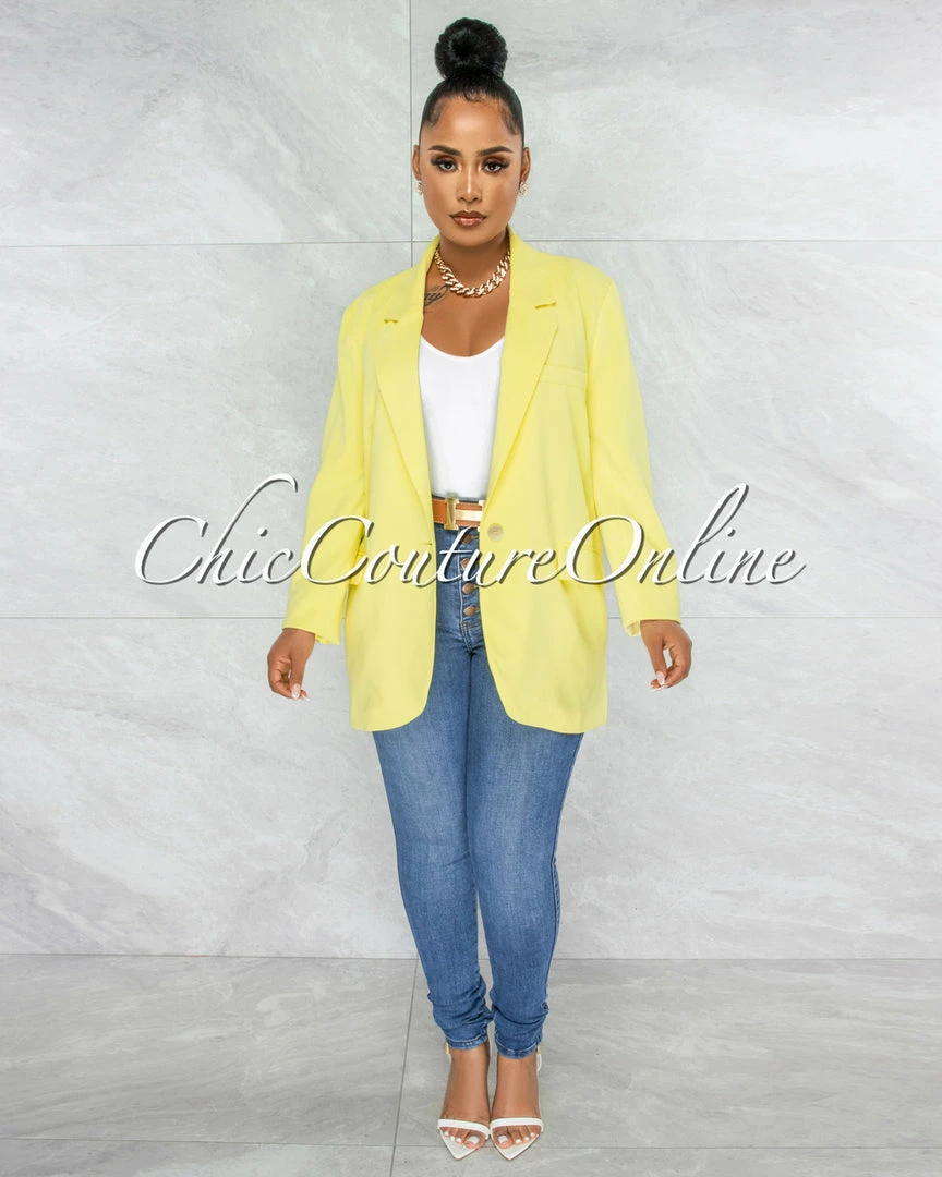 Vendor-unknown JUST IN Eneas Yellow Boyfriend Blazer & Wide Pants Set