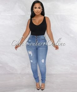 Vendor-unknown JUST IN Adelynn Black Ribbed Crop V-Neck Top