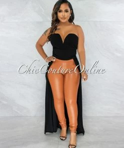 Vendor-unknown Janis Black Dramatic High-Low Strapless Top JUST IN