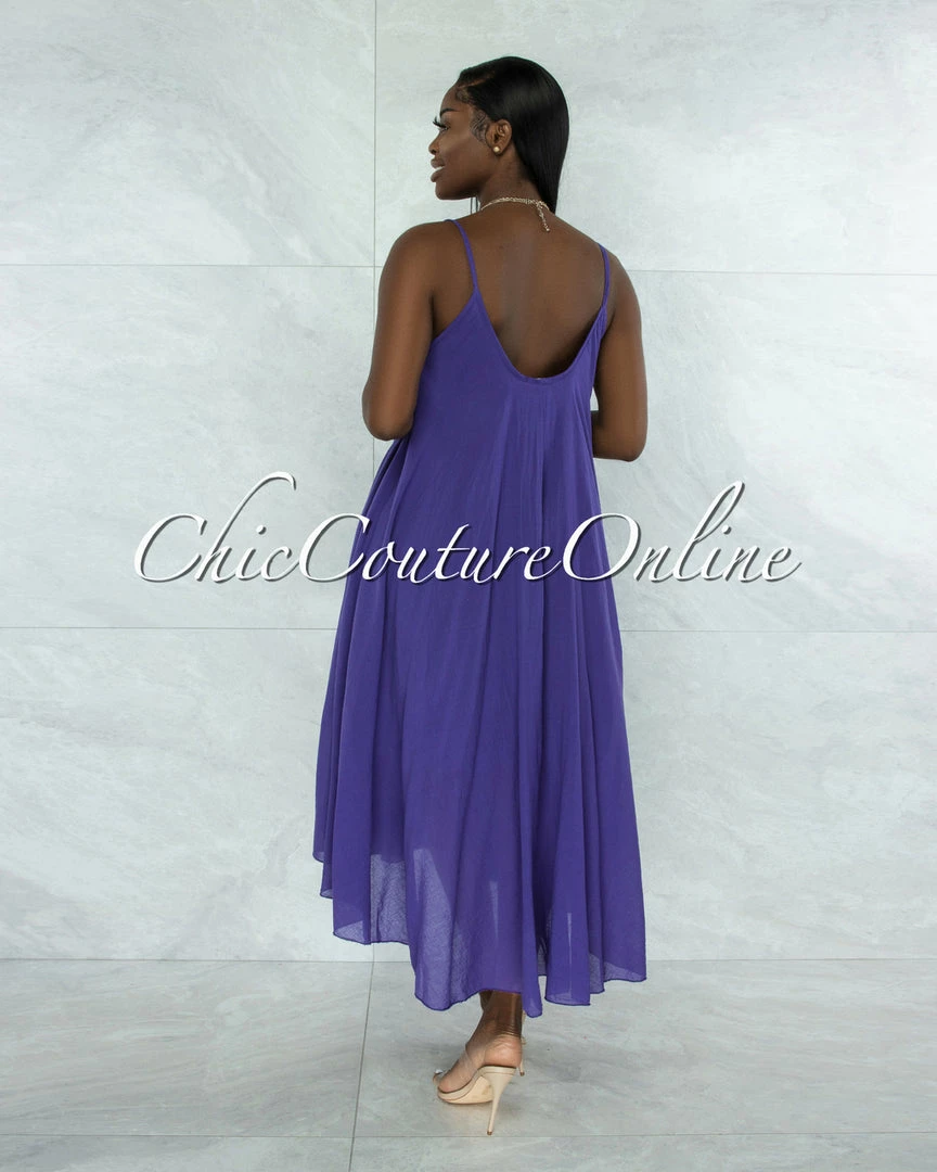 Vendor-unknown Normandie Purple Wide Flutter Maxi Dress JUST IN