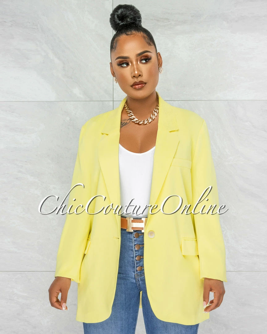Vendor-unknown JUST IN Eneas Yellow Boyfriend Blazer & Wide Pants Set
