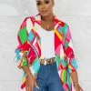 Chic Couture Online Sven Fuchsia Multi-Color Ruched Sleeves Blazer JUST IN