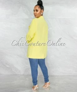 Vendor-unknown JUST IN Eneas Yellow Boyfriend Blazer & Wide Pants Set
