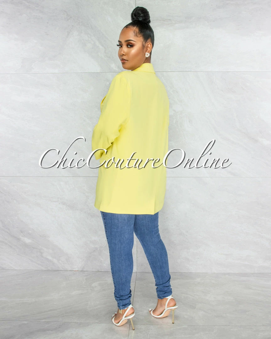 Vendor-unknown JUST IN Eneas Yellow Boyfriend Blazer & Wide Pants Set