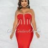 Vendor-unknown Miette Red Rhinestones Rhinestones Bandage Dress