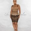 Chic Couture Online JUST IN Earvin Mocha Black Trim Lace Hem Bandage Dress