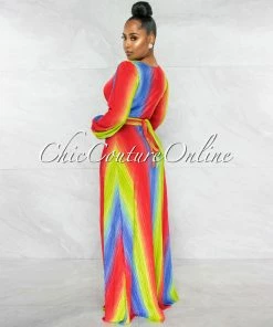 Chic Couture Online Jeneva Green Blue Red Print Top & Maxi Skirt Ribbed Set JUST IN