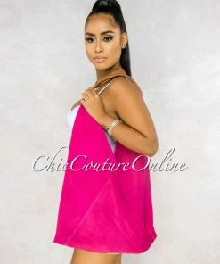 Vendor-unknown ACCESSORIES Fonseco Fuchsia Suede Leather Hobo Bag