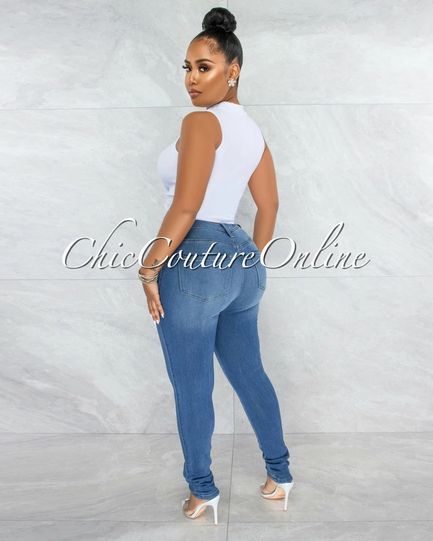 Vendor-unknown Merada Medium Wash Denim High-Waist Skinny Jeans JUST IN
