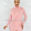 Vendor-unknown Tamira Blush Drape Long Sleeves Dress