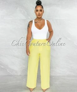Vendor-unknown JUST IN Eneas Yellow Boyfriend Blazer & Wide Pants Set