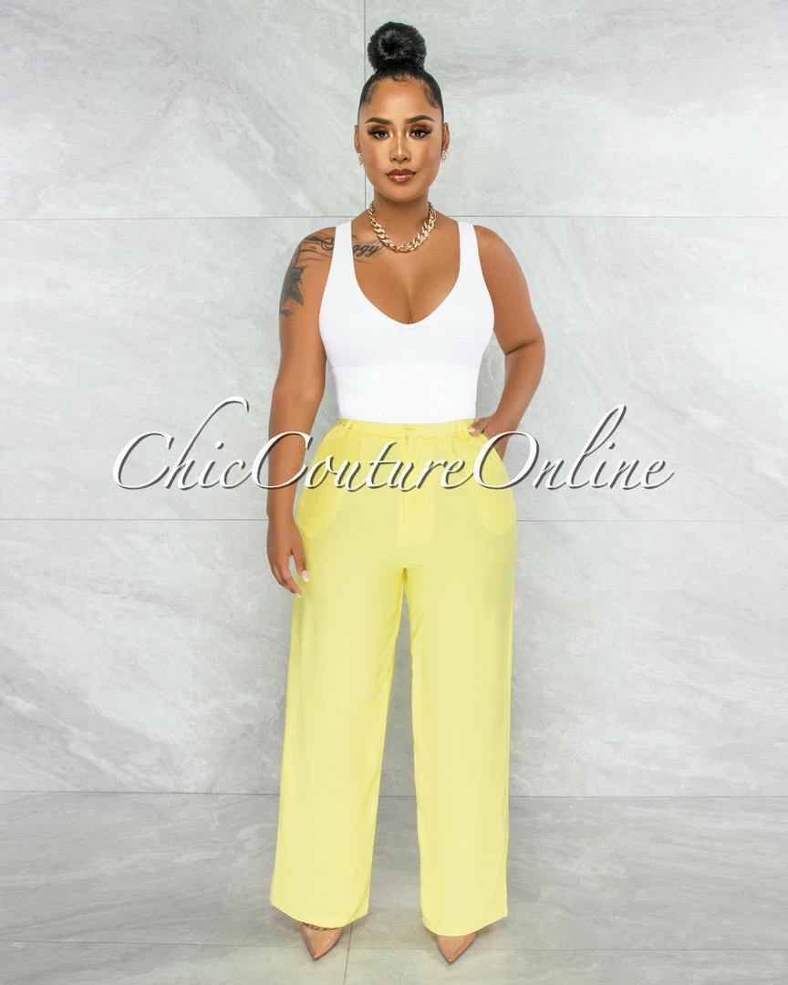 Vendor-unknown JUST IN Eneas Yellow Boyfriend Blazer & Wide Pants Set