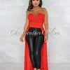 Vendor-unknown Janis Tomato Dramatic High-Low Strapless Top JUST IN
