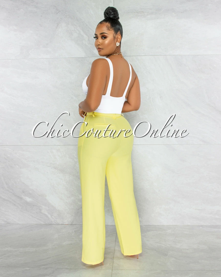 Vendor-unknown JUST IN Eneas Yellow Boyfriend Blazer & Wide Pants Set