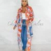 Chic Couture Online JUST IN Rochelle Orange Multi-Color Print Buttoned Shirt Maxi Duster Dress