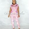 Chic Couture Online Jaden Lilac Orange Print Silky Blouse & Leggings Set JUST IN