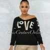 Vendor-unknown Lovely Black Gold White Graphic Knit Sweater