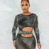 Vendor-unknown Lenore Black Iridescent Rhinestone Pearl Accent Cut-Out Dress JUST IN